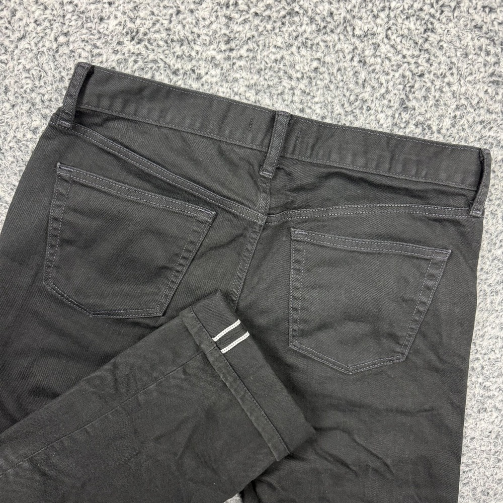 Uniqlo Selvedge Jeans Mens 33x30 Black Denim Slim Straight Stretch